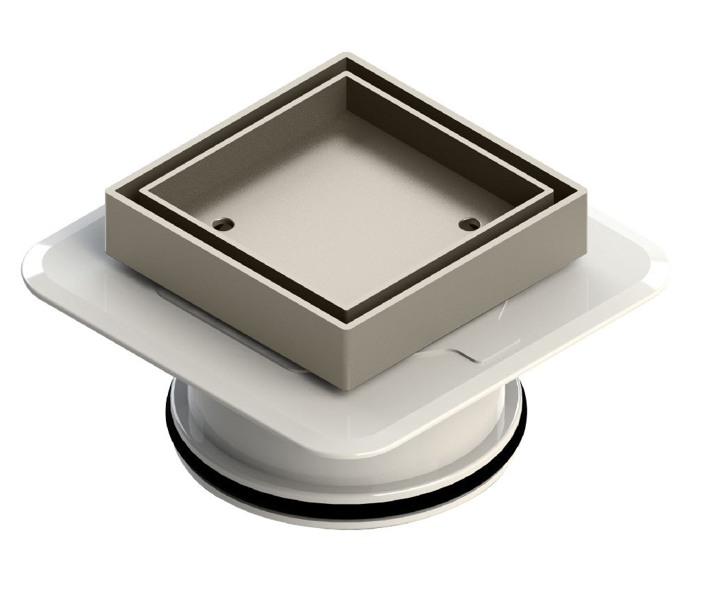 FLOOR WASTE BERMUDA MEGA 50MM SQUARE BRUSHED NICKEL