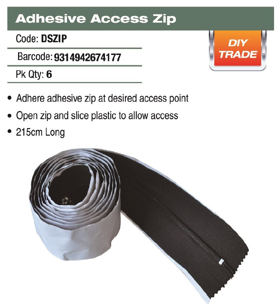 DTA D/SHIELD ADHESIVE ZIPPER 2.1M DOUBLE ZIP PULLERS
