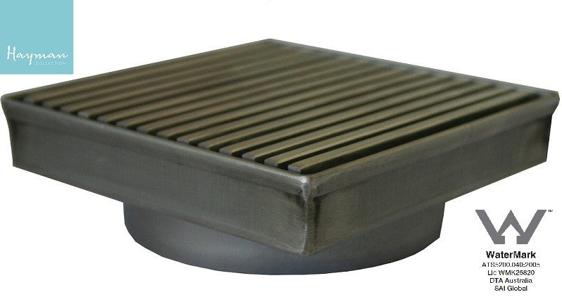 FLOOR DRAIN S/STEEL 110X110MM GRATE COVER 76MM 316 GRADE