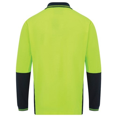 WORKIT LONG SLEEVE POLY COTTON POLO SHIRT YELLOW / NAVY XL