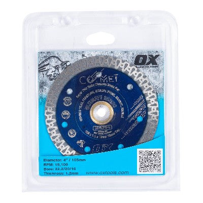 OX ULTIMATE UCFM FINE MESH DIAMOND BLADE - 4IN / 105MM