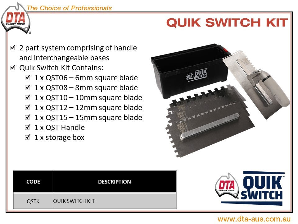 DTA QUIK SWITCH NOTCH TROWEL KIT 7PCE
