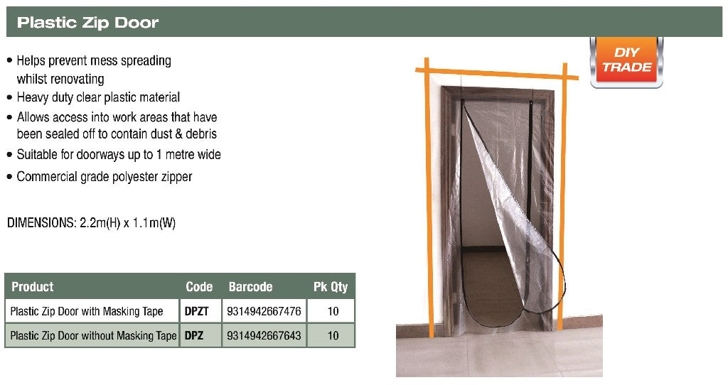 DTA PLASTIC DOOR PROTECTOR ZIP UP