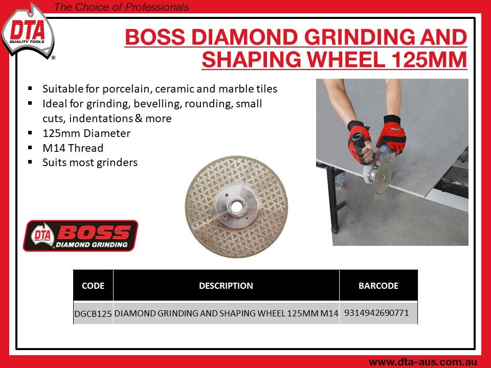 DTA DIAMOND GRINDING AND SHAPING WHEEL 125MM M14