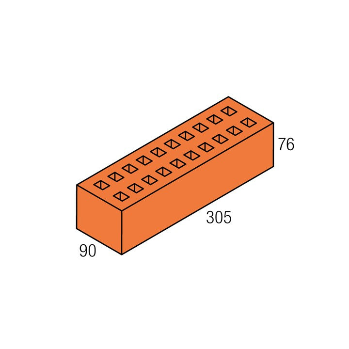 BRICK VERTI 76 CORED 305 X 76 X 90 LONGREACH BRICK