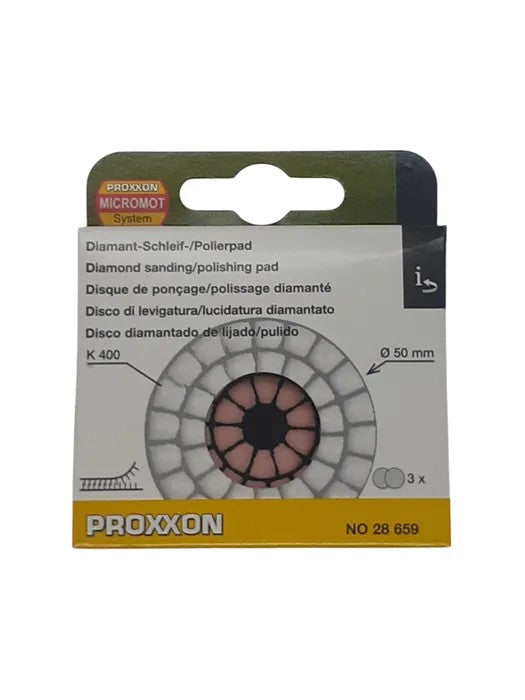 PROXXON 400 GRIT DIAMOND POLISHING PADS 3PK