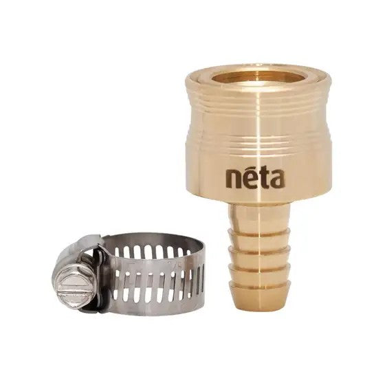 NETA BARB & CLAMP HOSE CONNECTOR BRASS 12MM