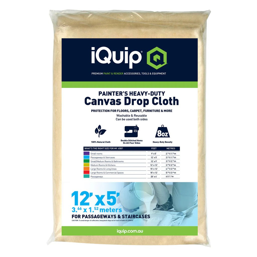 IQUIP HEAVY DUTY CANVAS DROP SHEET 3.66M X 1.52M
