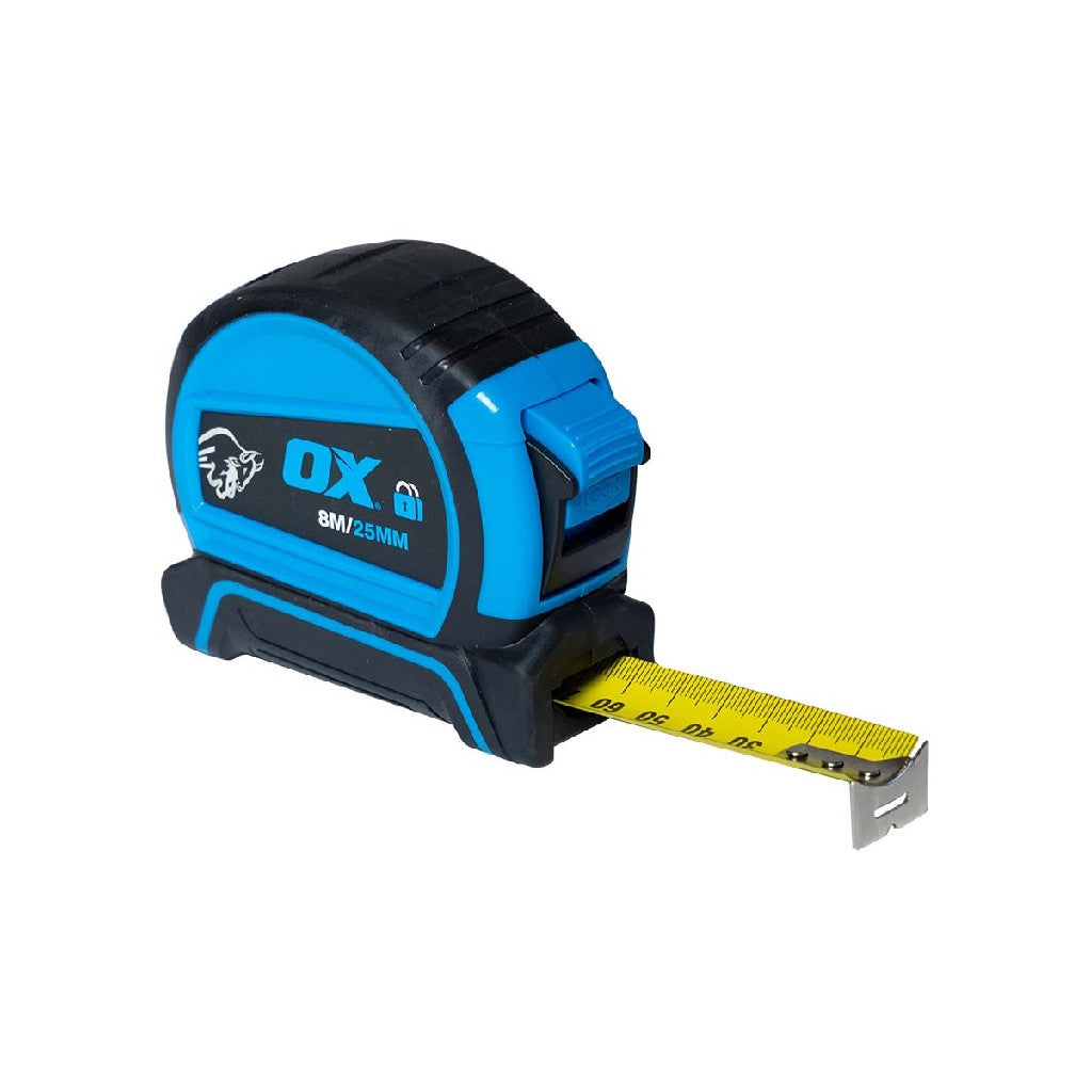 OX TRADE DOUBLE LOCKING TAPE MEASURE 8M