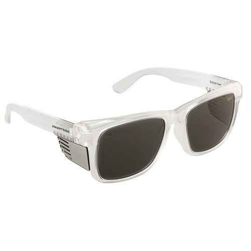 FRONTSIDE SAFETY GLASSES SMOKE LENS CLEAR FRAME