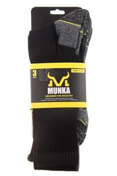 MUNKA INDUSTRIAL WORK SOCKS 11-14 3PK