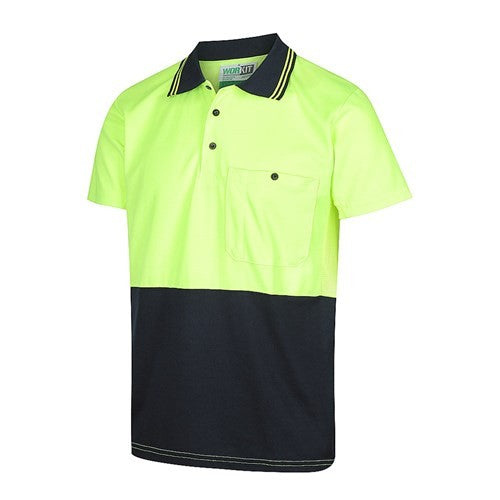 WORKIT SHORT SLEEVE POLY COTTON POLO SHIRT YELLOW / NAVY 2-XL