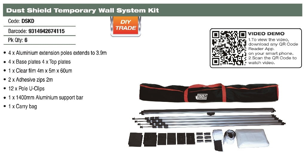 DTA DUST SHIELD KIT 4 POLE TEMPORARY WALL