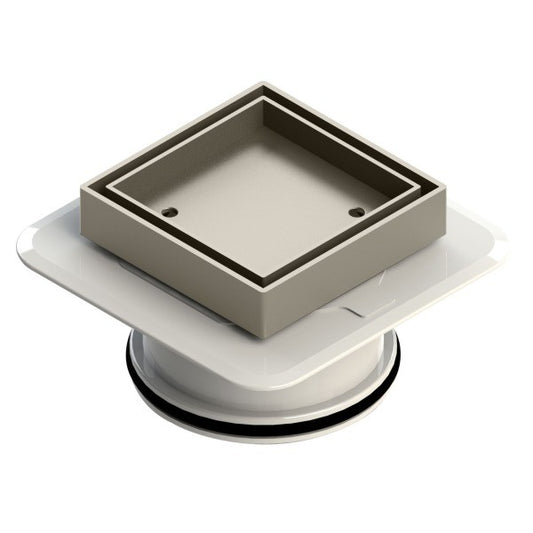 FLOOR WASTE BERMUDA MEGA 80MM SQUARE BRUSHED NICKEL