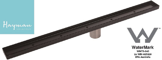 DTA FLOOR LONG DRAIN 800MM TILE-IN COVER S/STEEL BLACK