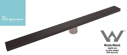 FLOOR LONG DRAIN BLACK - 300MM GRATE COVER 316 S/STEEL