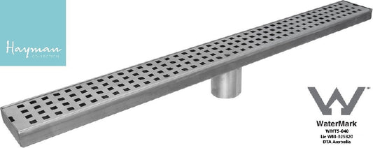 FLOOR LONG DRAIN - 900MM SQUARE COVER 316 S/STEEL
