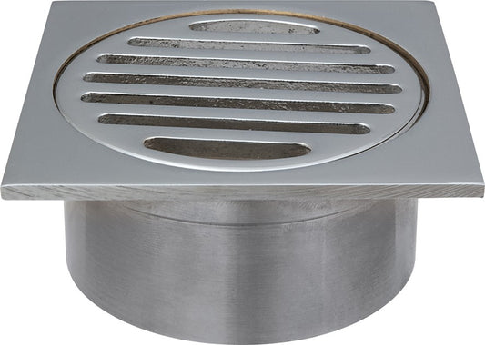 DTA FLOOR DRAIN SQUARE 80MM LONG BASE C/PLATED