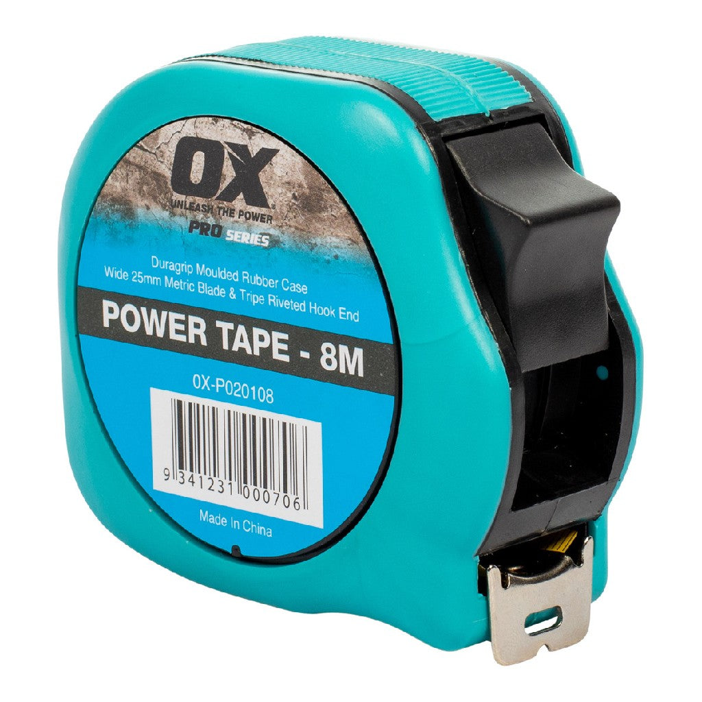 OX PROFESSIONAL 8M DURAGRIP METRIC TAPE MEASURE