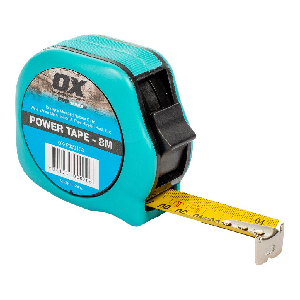 OX PROFESSIONAL 8M DURAGRIP METRIC TAPE MEASURE