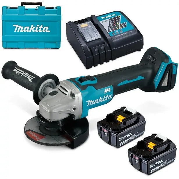 MAKITA 18V BRUSHLESS 5.0AH LI-ION CORDLESS 125MM ANGLE GRINDER KIT DGA504RTE