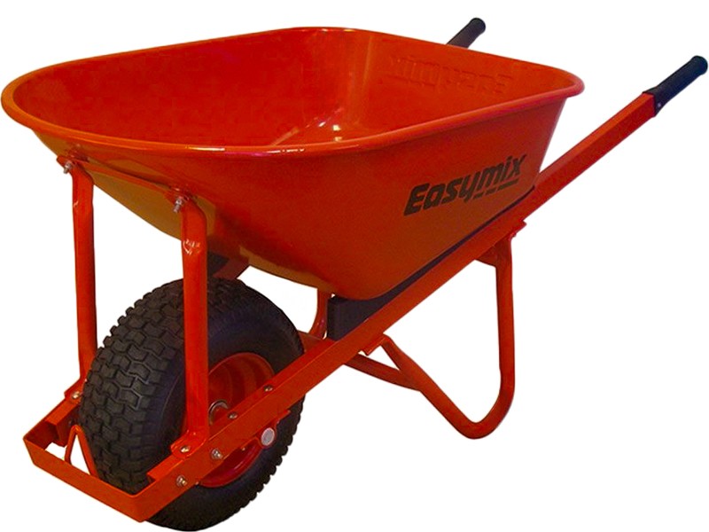 EASYMIX FLAT FREE LONG HANDLE STEEL TRAY WIDE WHEEL BARROW