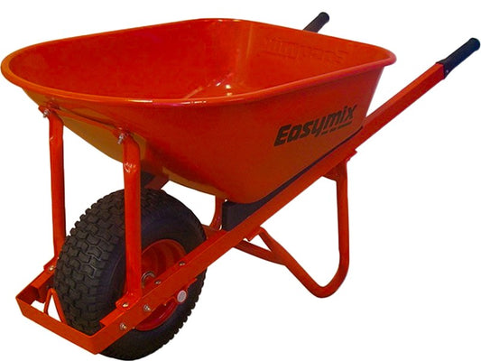 EASYMIX FLAT FREE LONG HANDLE STEEL TRAY WIDE WHEEL BARROW