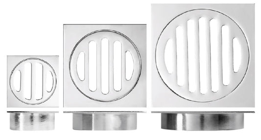 BAT TRIMS FLOOR WASTE 80MM SQUARE CHROME