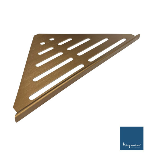 HAYMAN ALUMINIUM CORNER SHELF 346MM WIDTH BRUSHED COPPER