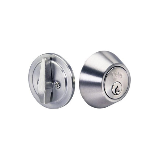 YALE SATIN CHROME SINGLE CYLINDER DEADBOLT SET
