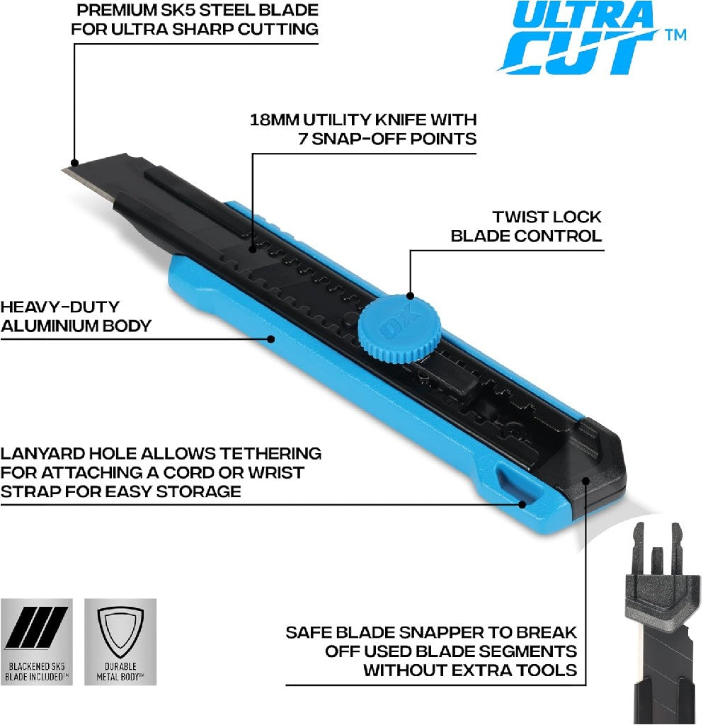 OX PRO SNAP OFF TWIST LOCK KNIFE 18MM