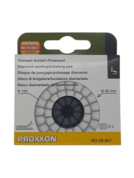 PROXXON 100 GRIT DIAMOND POLISHING PADS 3PK