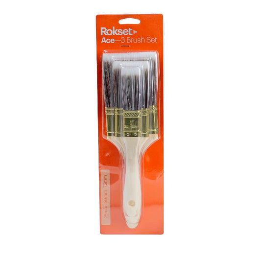 ROKSET 3PCE PAINT BRUSH SET ALLROUNDER
