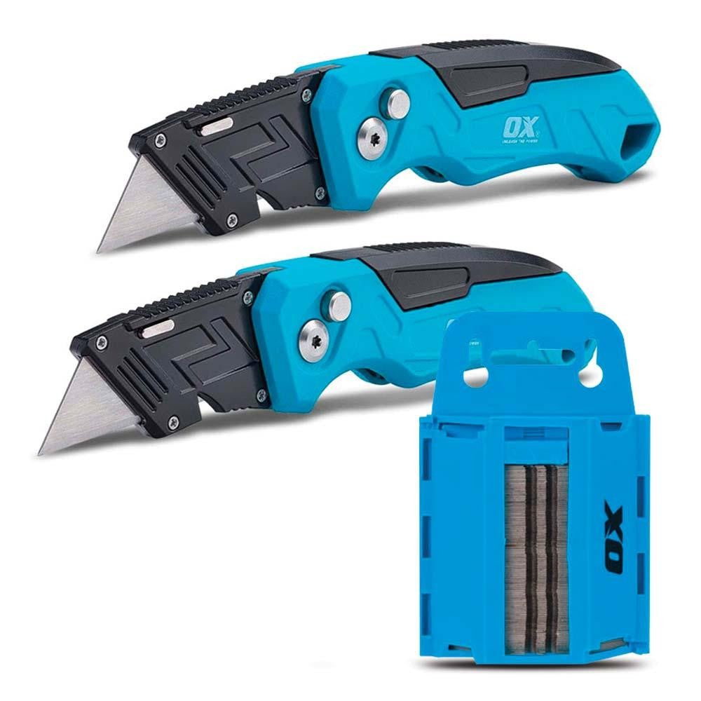 OX PRO 2PC FIXED FOLDING KNIFE AND BLADE SET 50 BLADES