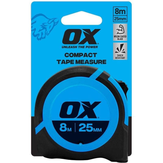 OX TRADE COMPACT TAPE MEASURE 8M