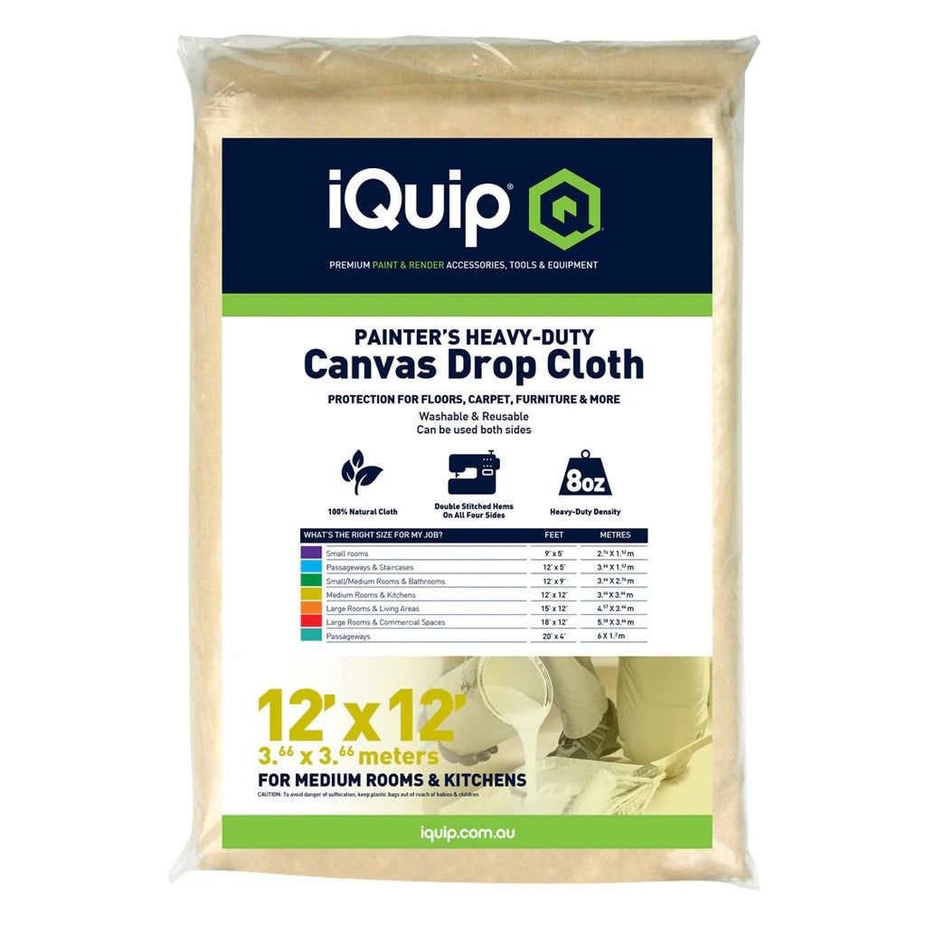 IQUIP HEAVY DUTY CANVAS DROP SHEET 3.66M X 3.66M