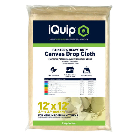 IQUIP HEAVY DUTY CANVAS DROP SHEET 3.66M X 3.66M