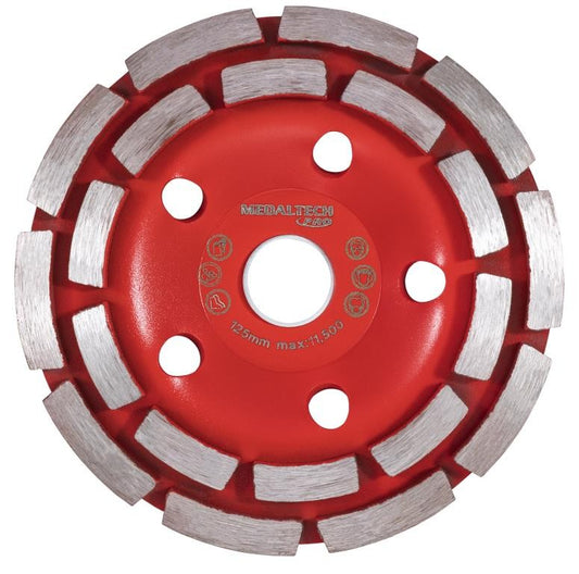 MEDALIST DOUBLE ROW DIAMOND GRINDING WHEEL 125mm x 22.22mm Bore
