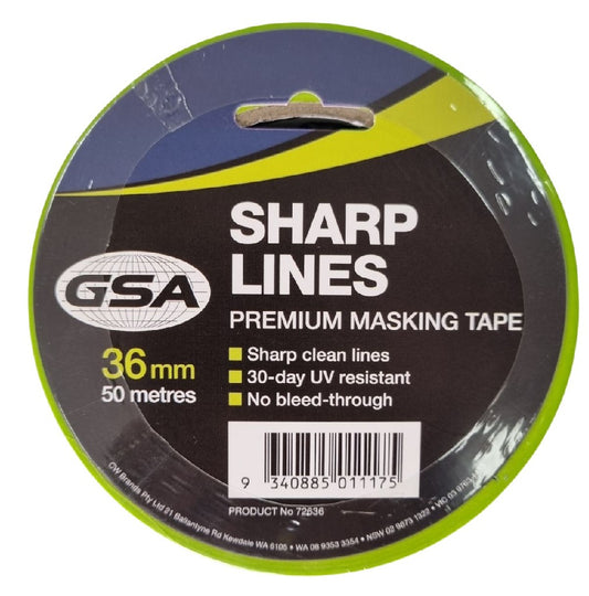 GSA SHARP LINES PAINTERS MASKING TAPE 30 DAY 36MM X 50M