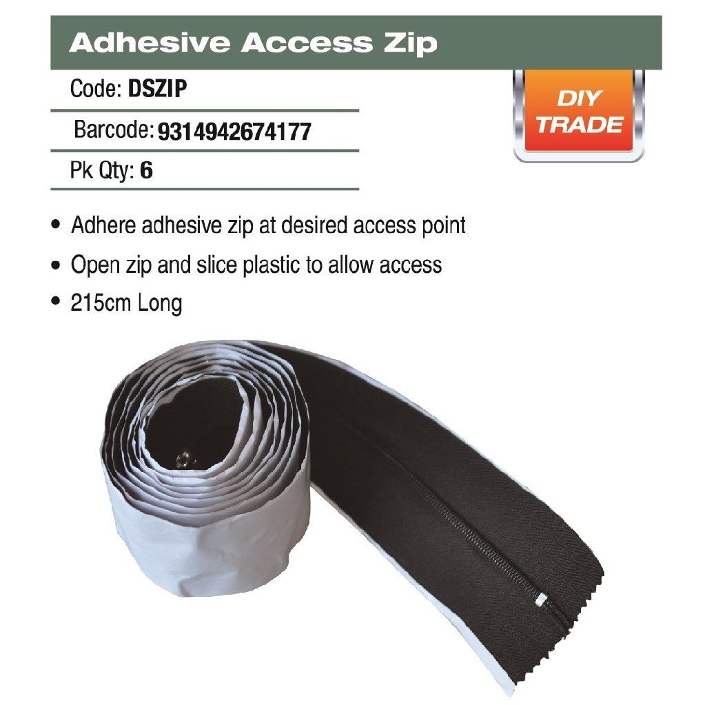 DTA D/SHIELD ADHESIVE ZIPPER 2.1M DOUBLE ZIP PULLERS