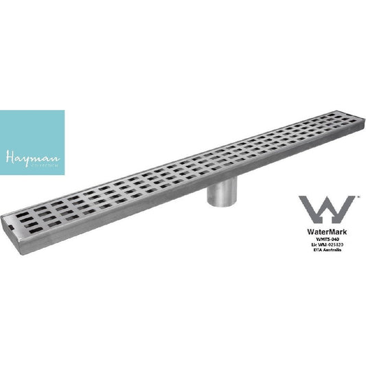 DTA FLOOR LONG DRAIN 900MM RECT COVER S/STEEL