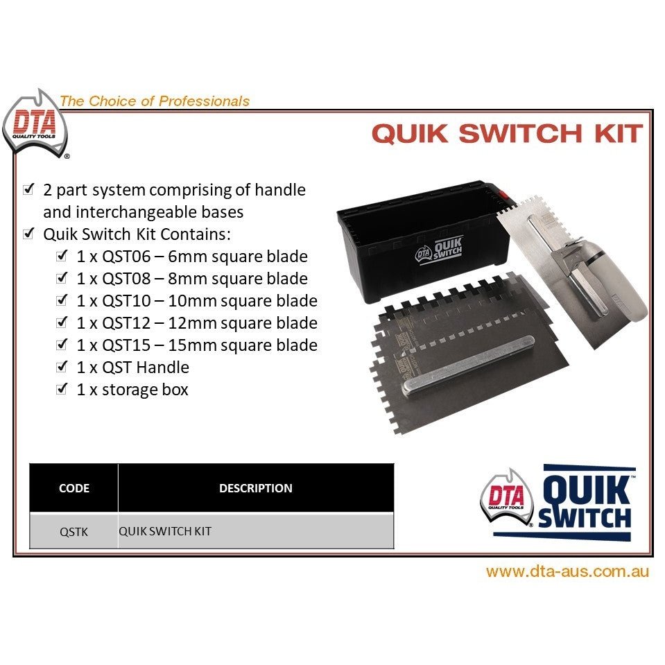 DTA QUIK SWITCH  NOTCH TROWEL KIT 7PCE