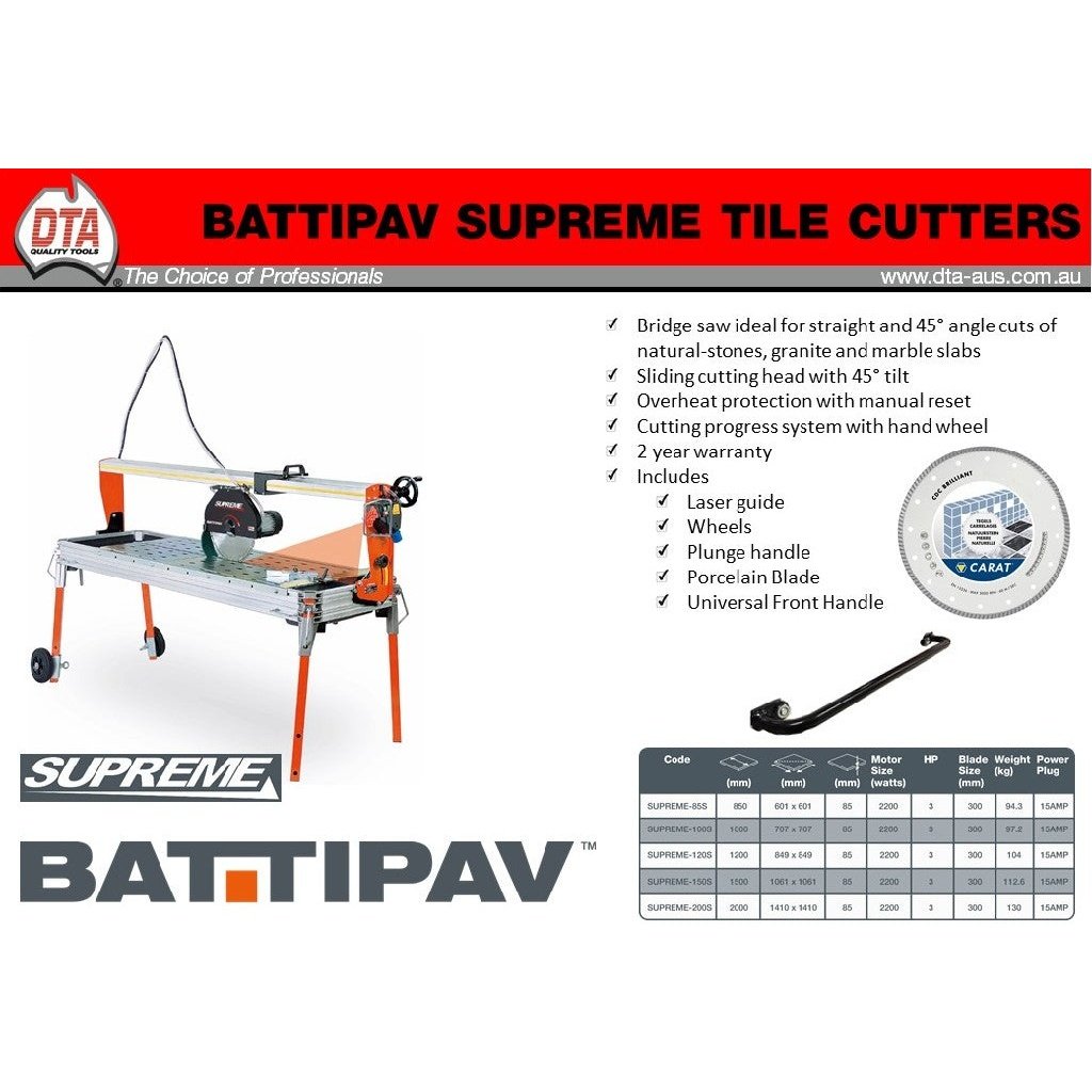 BATTIPAV SUPREME 1500MM C/W LASER,WHEELS & PLUNGE HANDLE