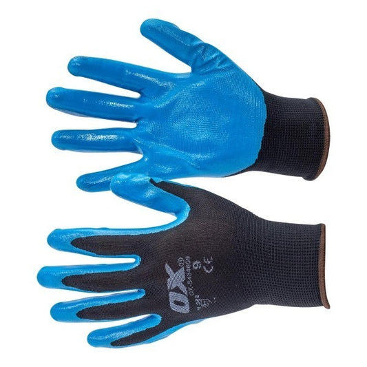 OX POLYESTER LINED NITRILE GLOVES L 5PK