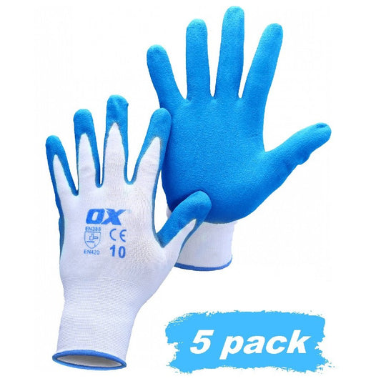 OX GLOVES 5 PACK SIZE 10