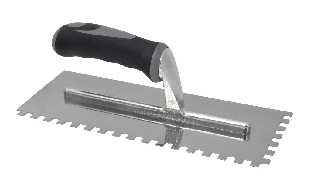 DTA TROWEL S/STEEL - ADHESIVE 15MM WITH RUBBER HANDLE